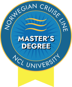Norwegian cruise line NCL graduate master's degree badge